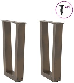 Pés para mesa de centro em formato de V, 2 peças, aço natural, 28x(42-