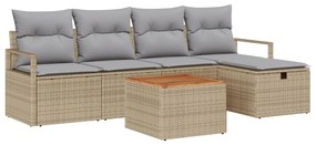 vidaXL Conjunto de Sofá de Jardim 6 pcs Bege Rattan Sintético
