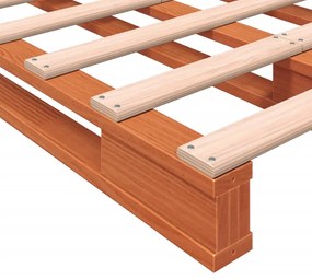 Cama de paletes 140x200 cm madeira pinho maciça castanho cera