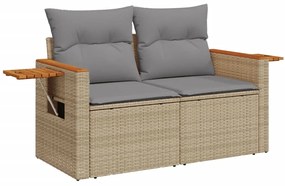 8 pcs conjunto de sofás p/ jardim com almofadões vime PE bege