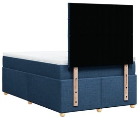 Cama boxspring com colchão 120x190 cm tecido azul