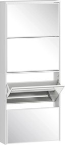 HOMCOM Sapateira com Espelho para 12 Pares de Sapatos Estreita 4 Portas Abatíveis para Espaços Reduzidos 63x17x146 cm Branco | Aosom Portugal