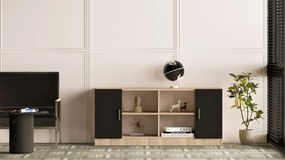 Armário Multiusos VO6 – Carvalho/Preto – 139,8x61,8x46,3 cm