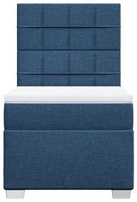 Cama com molas/colchão 100x200 cm tecido azul