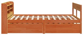Cama sem colchão 140x200 cm madeira pinho maciça castanho-mel
