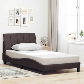 vidaXL Estrutura de cama sem colchão Hanko 100x200 cm tecido castanho-escuro