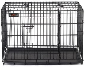 Gaiola para cães, caixa para cães com 2 portas, dobrável L (92.5 X 57.5 X 64 cm) preto