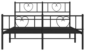 Estrutura de cama com cabeceira e pés 135x190 cm metal preto