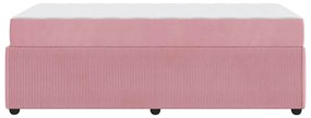 Estrutura de cama com colchão Outros Rosa 90 x 200 cm Veludo