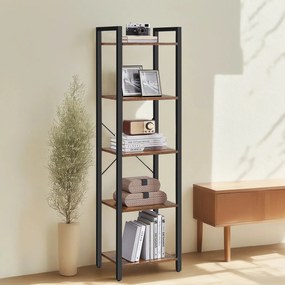 Estante de livros 30 x 39,6 x 154 cm 5 prateleiras 30 x 39,6 x 154 cm Preto e castanho-escuro