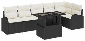 Conjunto de Sofá de Jardim vidaXL 7 Peças com Almofadas em Rattan Poli