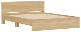 Estrutura cama c/ cabeceira/luzes LED 150x200cm carvalho sonoma