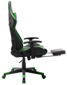 Cadeira de gaming c/ apoio de pés couro artificial preto/verde