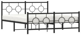 Estrutura de cama com cabeceira e pés 150x200 cm metal preto
