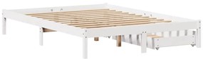 Cama sem colchão 140x200 cm madeira de pinho maciça branco