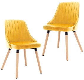 vidaXL Cadeiras de jantar 2 pcs veludo amarelo