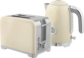 HOMCOM Conjunto Chaleira e Torradeira, 2200 W, 7 Níveis de Torrefação, várias Funções, Creme | Aosom Portugal