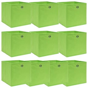 Caixas de arrumação 10 pcs 32x32x32 cm tecido verde