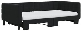 Sofá-cama com gavetão e colchões 100x200 cm veludo preto