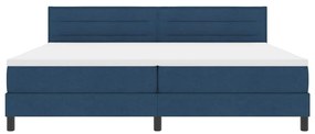 Cama Box com Colchão &amp; LED Azul 200x200 cm em Tecido