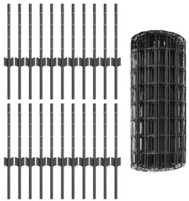 Euro Fence com 22 Postes U Cinza 0,4x50 m Aço