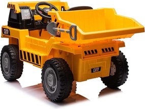 Camião Obras elétrico para crianças com caixa 12V 4x4, pneus em borracha e assento em pele artificial crianças até aos 5 anos Amarelo