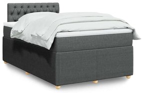 vidaXL Cama com molas/colchão 120x200 cm tecido cinzento-escuro