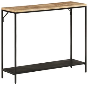 Mesa consola 90x30x75 cm madeira mangueira áspera maciça/ferro