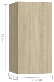 8 pcs conjunto móveis de TV derivados madeira carvalho sonoma