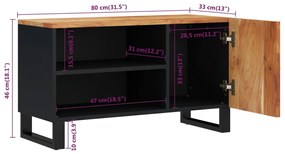 Móvel de TV 80x33x46 cm acácia maciça/derivados madeira