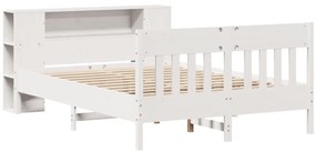 Cama com estante sem colchão 140x190 cm pinho maciço branco