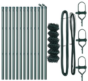 Cerca de Arame com 13 Postes 0.6x25 m de Aço Galvanizado Verde