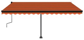 Toldo retrátil manual independente 450x300cm laranja e castanho