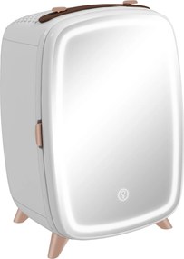 Mini Frigorífico de Cosméticos 6L de 9V com Porta com Espelho e Luz LED Ajustável em 3 Níveis 24,3x19,4x35,6 cm Branco