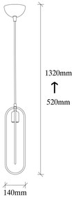 Candeeiro Suspenso Cerco – Preto e Dourado – 14 x 8 cm
