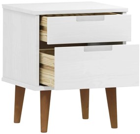 Mesa de cabeceira MOLDE 40x35x48 cm pinho maciço branco