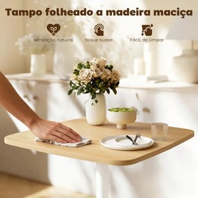 Mesa de Refeição Pequena Mesa de Cozinha Quadrada para 2 Pessoas Base Quadrada em Aço 60x60x75 cm Madeira e Branco