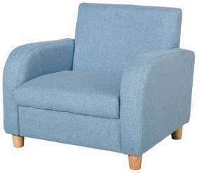 Sofá Infantil Mini Sofá para Crianças acima de 3 anos com Assento Acolchoado Apoio para os Braços e Estrutura de Madeira Carga Máx. 65kg 49x45x44cm Az