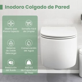 Sanita suspensa com sistema de dupla descarga, assento amplo e tampa removível 52,5 x 35,8 x 36 cm branco