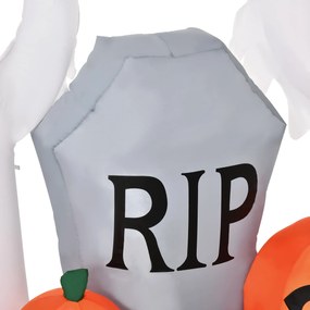 HOMCOM Fantasmas Infláveis de Halloween com Luzes LED Decoração Inflável com Abóbora e Lápida para Interior Exterior 182x57x122cm Multicor