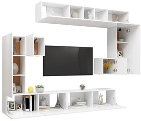 Conjunto móveis de TV 8 pcs derivados de madeira branco