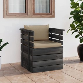 vidaXL Poltrona de jardim com almofadões madeira de pinho