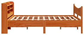 Estrutura cama c/ cabeceira 160x200cm pinho maciço castanho-mel