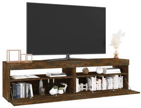 Móvel de TV com luzes LED 2 pcs 75x35x40 cm carvalho fumado