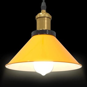 Candeeiro suspenso regulável altura E27 amarelo brilhante Ø22cm