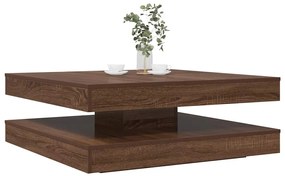 vidaXL Mesa centro rotativa a 360 graus 90x90x34,5cm carvalho castanho