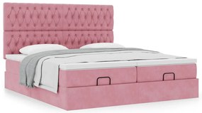 Estrutura de cama otomana com colchões 180x200 cm veludo rosa