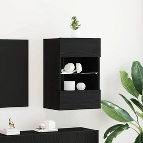 Cabinet de TV LED vidaXL 2 pcs Carvalho Preto 40x30x60,5cm cm Madeira de engenharia