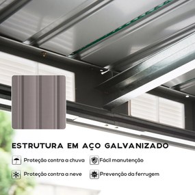 Abrigo de Jardim 280x130x172 cm Abrigo de Exterior de Aço Galvanizado com Porta Corredeira e Ventilações Cinza