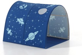 Conjunto cama alta Infantil SCOTT + cortina de brincar ASTRO + Túnel + 3 bolsos de arrumação Branca
